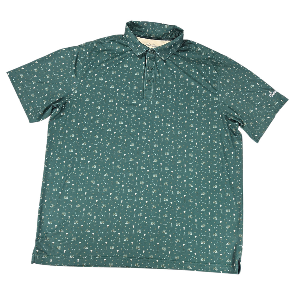 Walter Hagen Men XL Green Golf Performance Polo Shamrock St Patricks Day Spring